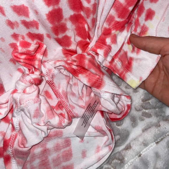 VALENTINES RED & WHITE tie dye blouse CREW NECK with knot tie long sleeve blouse - Picture 9 of 9